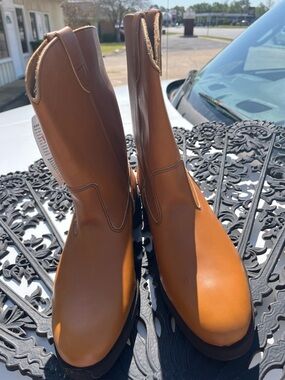 Men's Brown Leather Pull-On Work Boots